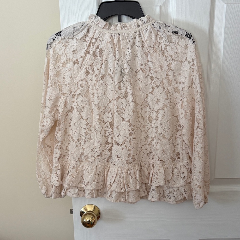 LOFT Beige Lace Blouse - Picture 4 of 5
